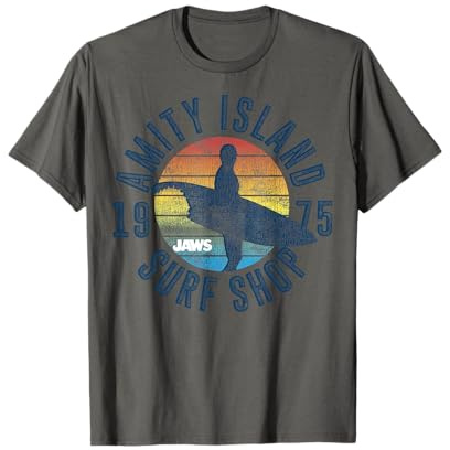 Jaws Amity Island Surf Shop 1975 Retro Logo T-Shirt