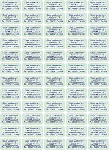 INDIGOS UG Adressetiketten selbstklebend - 40x22 mm - mint - 60 Sticker Namensaufkleber Kinder Schule - Namensetiketten selbstklebend - Sticker für Stifte, Federmappe, Hefte, Bücher