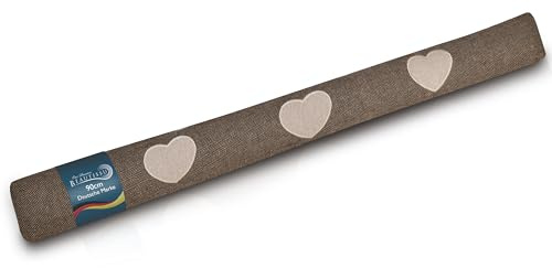 Beautissu Zugluftstopper Windstopper als Türvorleger Haustür Rolle | 90cm lang 1 kg Braun Luftstopper Luftzugstopper Herzen Zugluft Stopper Kälteschutz Türdichtung Tür Tuuli