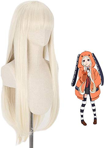 Topcosplay Cosplay Blond Perücke Lange Gerade Hellgelb Anime Perücke für Halloween Kostüm