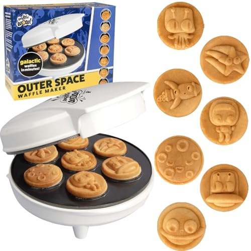 Out of This World Kid's Waffle Maker - Make 7 Space Pancakes Feat. Astronauts, Moons, Stars & More in Minutes- Electric Non Stick Waffler- Fun Galactic Themed Science Iron w Recipe Guide- Gift for Him
