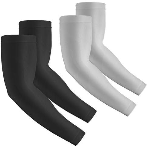 Rescoto 2 pares de mangas de protección UV para brazos de refrigeración UPF 50 hombres y mujeres - - talla única