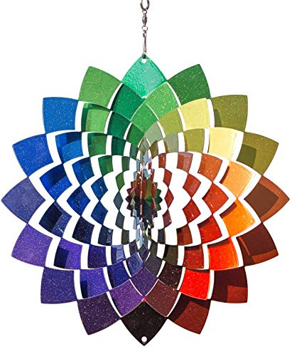 WJBABJ Edelstahl Wind Spinner 3D Indoor Outdoor Garden Home Decor Dekoration Windspiele Metallwindhütte Hängende Dekorationen (Color : B)
