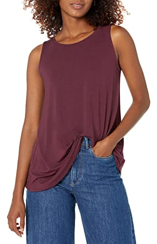 Amazon Essentials Camiseta de Tirantes con Vuelo (Disponible en Tallas Grandes) Mujer, Burdeos, M
