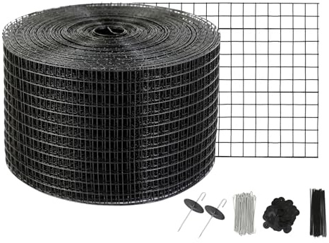VEVOR Griglia di Protezione per Pannello Solare in Rotolo 20,3 cm x 30,5 m, Kit Anti-Uccelli 100 Fascette in Acciaio Inox Rivestimento in PVC Antiruggine Rete Metallica 12,7 mm per Protezione