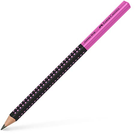 Faber-Castell 511911 - Bleistift Jumbo Grip Two Tone, Härtegrad HB, schwarz-pink, 1 Stück