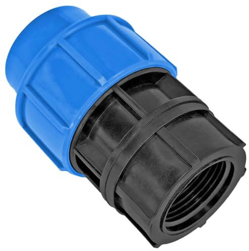 MegaHaustechnik Übergang, 40mm x 1 Zoll IG, PP-Fitting Klemmverbinder | Trinkwasser geeignet, Druck 16 Bar, für PE-Rohr-Außendurchmesser 40mm, 1 Zoll Innengewinde, Adapter, blau