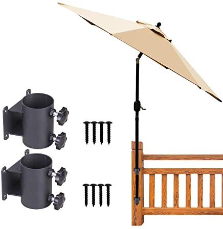 BSWAN Schirmhalter für Terrasse, Hof, Sonnenschirm, Sonnenschirm, Clip, Halterung für Terrasse, Holzgeländer, Montage an Deck, Balkon oder Hof im Freien (1)