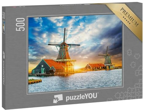 puzzleYOU: Puzzle 500 Teile „Windmühlen in Rotterdam, Niederlande“