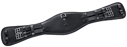 SUNRIDE Cincha Corta Monaco para Caballos de Cuero auténtico Suave con Anilla en D para riendas auxiliares (70 cm, Negro)