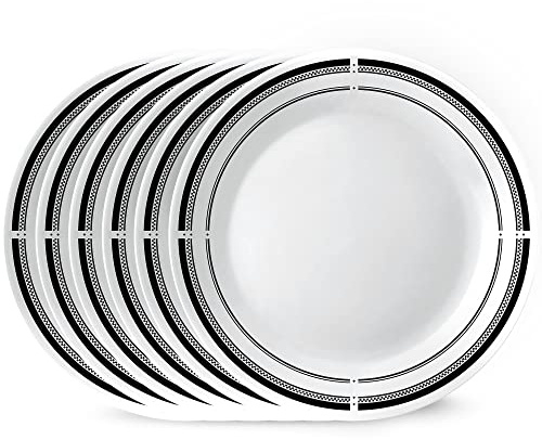 Corelle Vitrelle 10.25 Dinner Plates Set, Triple Layer Glass and Chip Resistant, Lightweight Round Plates, 6-Piece Brasserie