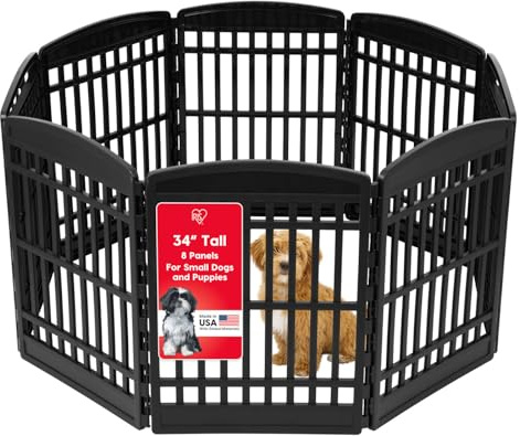 Iris USA Laufstall für mittelgroße und große Hunde, 86,4 cm, 8 Paneele, für mittelgroße und große Hunde, hält Haustiere sicher, einfache Montage, zusammenklappbar, einfache Lagerung, anpassbar,