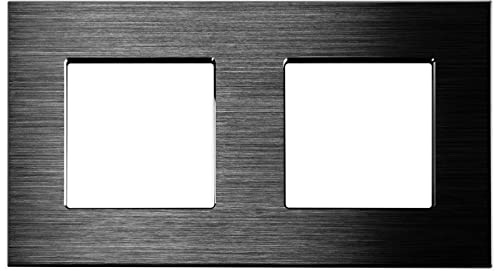 LUXUS-TIME Nur Rahmen Wandblenden Lichtschalter Blenden Schalterleisten für Touchschalter, Lichtschalter, Steckdosen, Unterputz Dosen aus Aluminium in Gold, Silber, Schwarz (2-Fach, Schwarz-Aluminium)