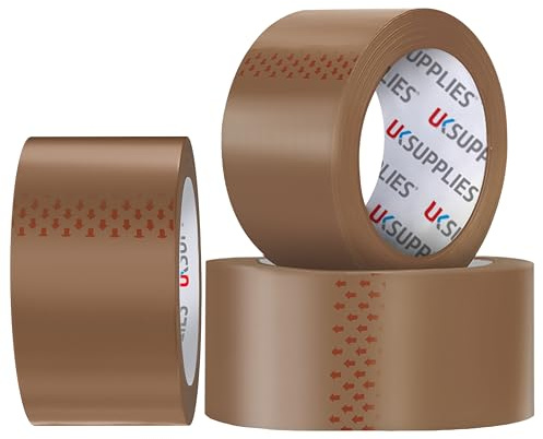 UK SUPPLIES LIMITED 3 Rolls LOW NOISE Premium Brown Packaging Tape (All Pack Sizes) 48MM X 66M Extra Strong Secure Sticky Adhesive Durable Parcel Sealing Tape for Packing Boxes & Moving Houses