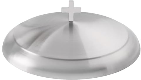 Mayur Exports Premium-Abdeckung für das Kommunionskelchtablett für Kirchen, Edelstahl, silberfarbene Matte Oberfläche, Tablettabdeckung für religiöse Zeremonien und Kommunionszubehör