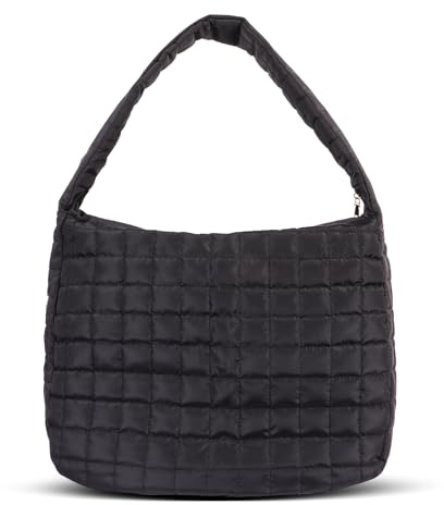 Minicloss Sac à main pliable matelassé pour femme - Sac fourre-tout matelassé - Sac de shopping matelassé - Doudoune coton pour la vie quotidienne, le travail, le bureau, les voyages, le shopping,