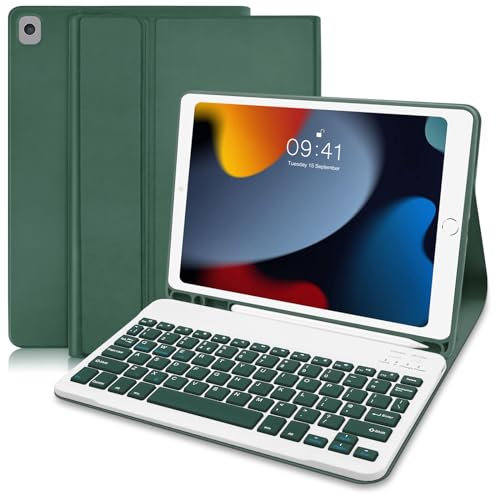 tititinita Funda para iPad 1.2 con Teclado 9.ª generación 221/8.ª generación 22/7.ª generación 219/ Air 3.ª 219/ iPad Pro 1.5 217 - Funda Delgada con portalápices Teclado inalámbrico Desmontable