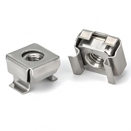 NACX M8 Rack Mount Cage Nuts Clip Nuts, 304 Stainless Steel, Zinc Plated, 15Pcs