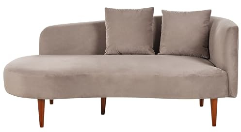 Beliani Chaiselongue Samtstoff grau mit Kissen Lehne rechtsseitig modern Chaumont