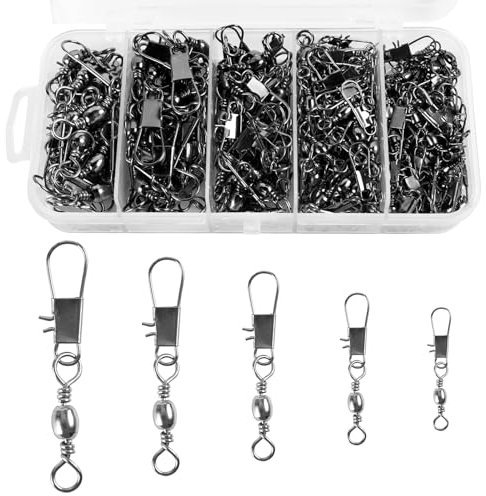 200pcs Fishing Snap Swivels, Anschlüsse 2# 4# 6# 8# 10#, Sicherheitsschnitte Wirbel, Fischerei Tackle Sea Fishing Swivels, Meeresfischerei schwckelt für schnelle Veränderung des Fischereihakens