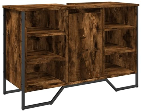 vidaXL Waschbeckenunterschrank Räuchereiche 91x35x60 cm Holzwerkstoff