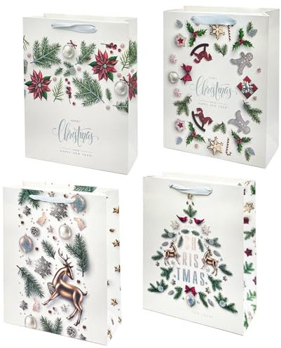 Geschenktüten Weihnachten, 12 Stück Weihnachtstüten Zum Befüllen Groß/Klein, Weihnachtssackerl, Geschenktaschen Weihnachten, Weihnachtsgeschenktüten, Weihnachtstaschen Für Geschenke Süßigkeiten (C, M)