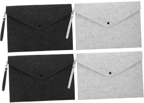 VILLCASE 4 Stück-pack Filz Dokumentenordner A4 mit Druckknopf Großes Fassungsvermögen Verschleißfestes Material für Büro und Schule zur Stilvollen Aufbewahrung