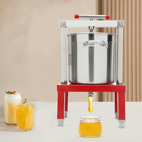 Manuelle Honigschleuder Bienenextraktor, 13 l, manuelle Obstpresse, Bienenwachsextraktor, Imkereimaschine und Apfelwein-, Wein-, Trauben-, Presseextraktor zur Weinsaftherstellung mit Fass un