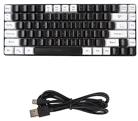 Aramox Clavier de Jeu, 84 Touches RVB, rétroéclairé, incurvé, Filaire, Silencieux, 84 Touches, Clavier de Jeu sans Dix Touches pour Jeux, édition de Bureau avec Interface de Type C