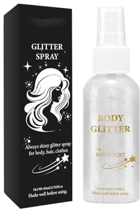 Spray pailleté pour cheveux et corps,Spray pailleté | Spray brillant à séchage rapide,Spray pailleté pour cheveux, 80ML, longue durée, scintillant, lavable, séchage rapide, pour un Look de fête