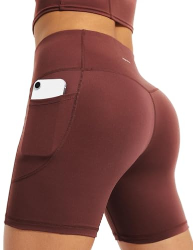 Yogaration Short Femme Sport Taille Haute avec Poches | Legging Court Push Up Sans Couture pour Yoga Pilates Fitness Gym et Running, Short Elastique pour Entrainement