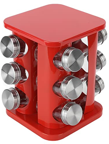 Zhangpu Portaspezie Portaspezie Rotante in Acciaio Inossidabile per Barattoli di Spezie per Controsoffitto (J12336RED[12] rosso)