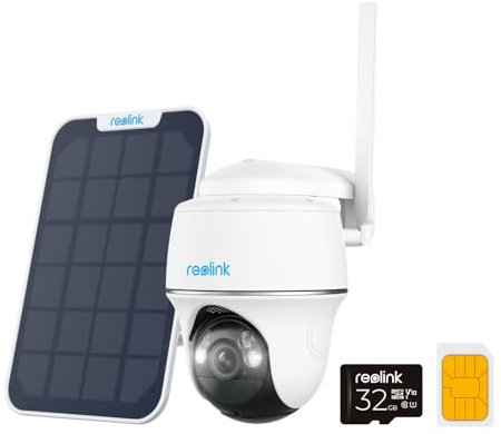 REOLINK 2K+ 4G LTE Cellular Security Camera Wireless Outdoor, 360° Pan-Tilt, No WiFi Solar Powered, 5MP Color Night Vision, Smart AI Detection, Sim+32GB SD Card Included, Go PT Plus+Solar Panel