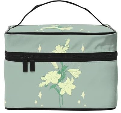 WXZYFP Trousse de maquillage de voyage motif lys blancs, indispensable pour les amateurs de voyage en plein air, a une structure interne simple.