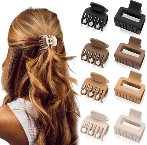 Aucuu Haarklammer Klein, 8 Stück Klauen Haarspangen, Mittelgroße Claw Clip, Small Hair Clip, Rutschfeste Haarspange, Haarspangen Damen für Dünnes Dickes Haar, Haarstyling-Zubehör für Frauen Mädchen