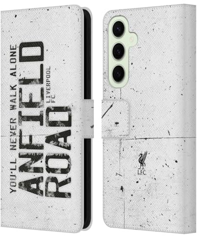 Head Case Designs Offizielle Liverpool Football Club Strasse Anfield Weiss Liver Bird YNWA Leder-Wallet-Hülle Kompatibel mit Samsung Galaxy S25+