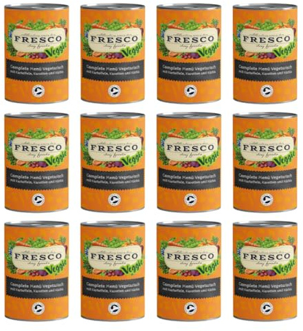 Fresco Complete-Menü Vegetarisch mit Kartoffeln, Karotten & Kürbis | 12er Pack | 12 x 400 g | Ergänzung zu überwiegend fleischhaltiger Ernährung | Kalium, Calcium, Eisen & Vitamin A