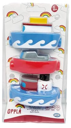 ODS - Opplà Set mit 3 Booten für das Badezimmer, Größe 10 cm, Material PVC, Altersempfehlung: 6 m+