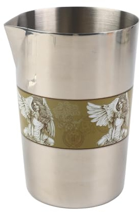 Cocktail Mixing Glass, Wine Mixer Cup, 304 Stainless Steel Vintage Print Bartending Cup, Bar Mixing Tin for Bartenders, Bar Tool, Barware Essentials (L Type 1)