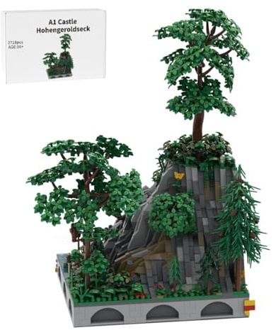 Thinkizen Burg Hohengeroldseck Klemmbaustein-Modell, Historisches Burgenmodell aus 62 Modulen, Landschaftserweiterung, Geschenk für Geschichtsinteressierte und Burgensammler, 2718 Teile