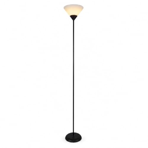 BURAKH Uplighter Floor Lamp - Sleek Black Standing Light for Living Room, Bedroom, Office -Tall Minimalist Design with Sturdy Base, LED Compatible - Ambient Lighting (Black)