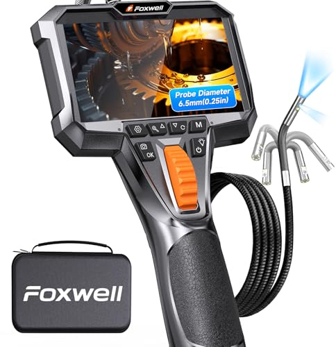 FOXWELL Y400 220° Drehbar Endoskopkamera mit Licht, 6,2mm Endoskopkamera Beweglicher Kopf, IP67 Wasserdicht Inspektionskamera Endoskop Kamera 1080P Rohrkamera Kanalkamera - 5,25 FT(1.6Meter) (6.5)