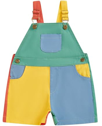 Geagodelia Kid Toddler Boy Girl Dungarees Shorts | Color Block, Baby Casual Dungarees, Sleeveless Overalls Shorts, Baby Summer Clothes Outfits