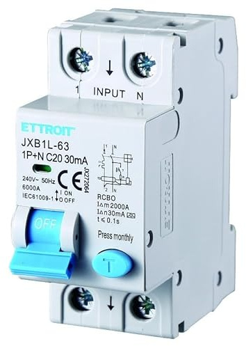 IXTRIMA Interruttore Magnetotermico Differenziale 1P+N 20A 30mA 220V-6KA CLASSE A 2 MODULI 30mA per Guida DIN - Protezione Circuiti e Sicurezza Impianti