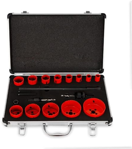 CHIMHOON 17-tlg Lochsäge Set, HSS Bi-Metall Dosenbohrer Bohrkronen Satz, mit Koffer 19-76mm, Lochsägen Set, Lochkreissäge Holz Bohrkronen, für Korkplatten, dünne PVC-Platten und Kunststoff