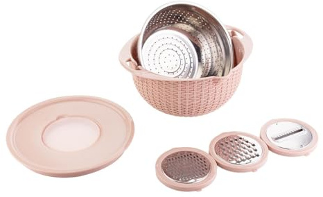 mophrati Anti-Corrosion and Impact-Resistant in 1 Colander with Detachable Parts Stainless Steel Drain Basket Colander Food Grade, Pink