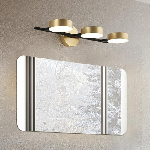 Mengjay Applique Murale Intérieur LED Doré,Lampe Miroir Salle de Bain,Pivotante Moderne Luminaire Mural 3 Température 3000K/4000K/6000K pour Chambre Salon Cuisine Couloir (3 lumières)