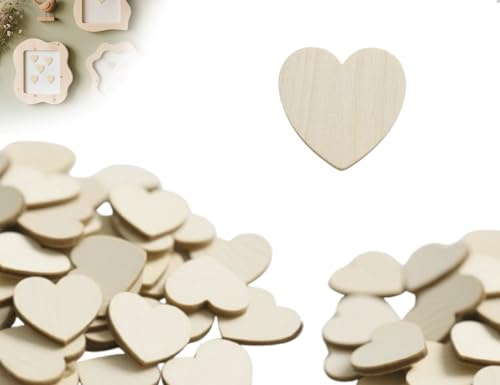 Emezddo 100 Pezzi Cuori Di Legno,Decorazioni Naturali Da Spargere Per Scrivere,Decorazioni Da Tavola Non Verniciate,Dischi Decorativi,Dischi In Legno Naturale,Per Matrimoni,Compleanni E Bricolage