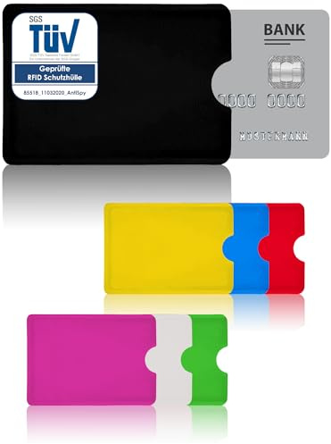 AntiSpyShop RFID Schutzhüllen, TÜV geprüft, NFC Blocker - Kreditkarte, Bank EC Karte (7er Set)