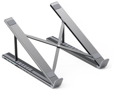 Support pour Ordinateur Portable avec Station d'accueil,Support de Tablette à Hauteur Réglable Hub de Station de Travail - Adaptateur Multifonction Refroidissement Ergonomique Bureau Domicile